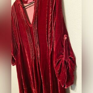 CP Shades Regina Velour Velvet Tunic Top Silk Blend Burgundy Maroon M